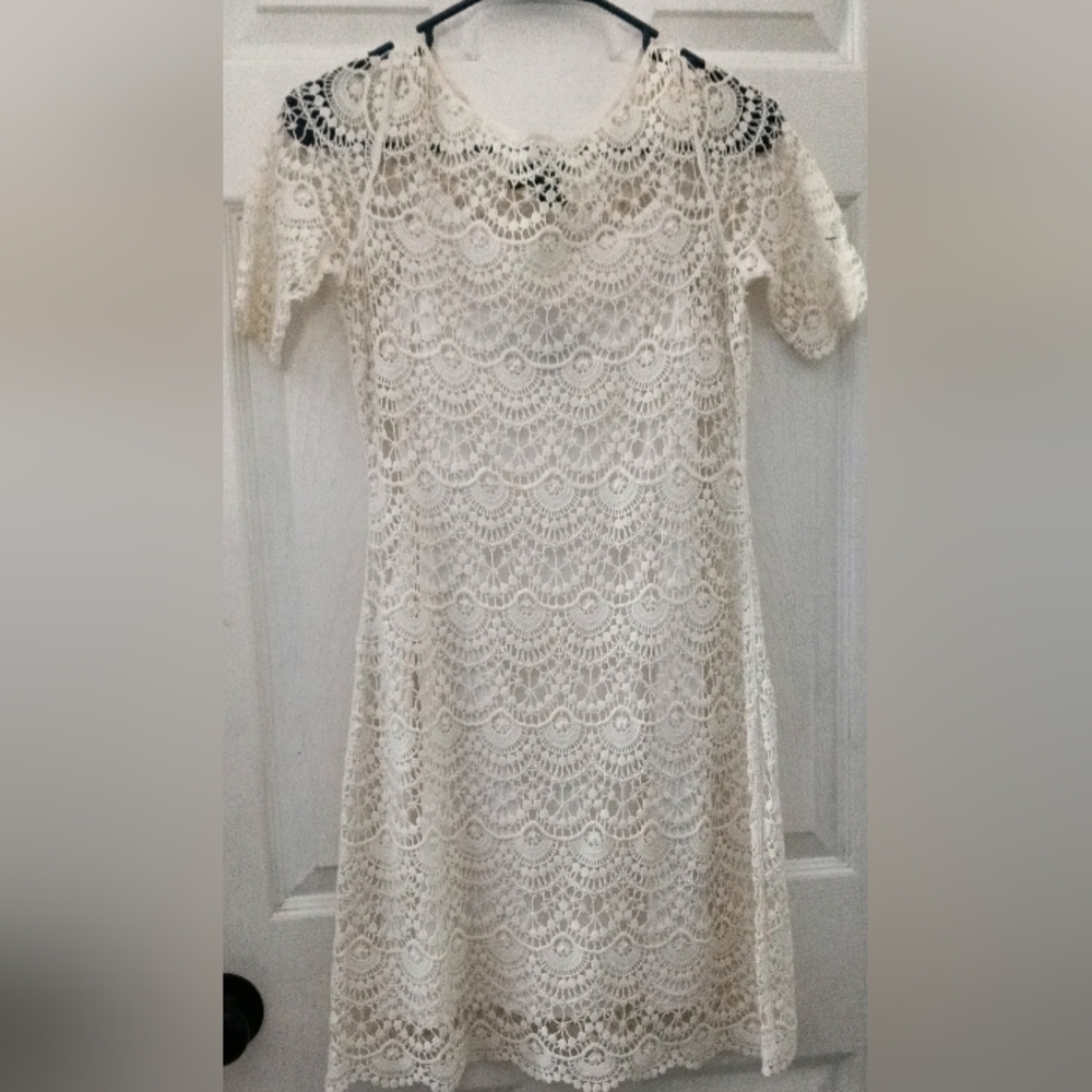 Ralph Lauren Cream Flutter Sleeve Sheath Dress